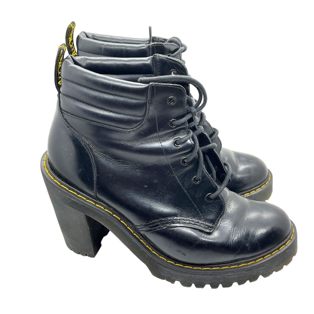 Dr Martens Boots Persephone High Heel Ankle Booties Size 7 EUR 38 Black Leather